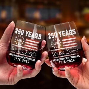 Alternative view of 1776 We The People 250 Years Semiquincentennial Wine Glass | Happy 250th Birthday USA | America Anniversary | Independence Day Wine Glass 682484