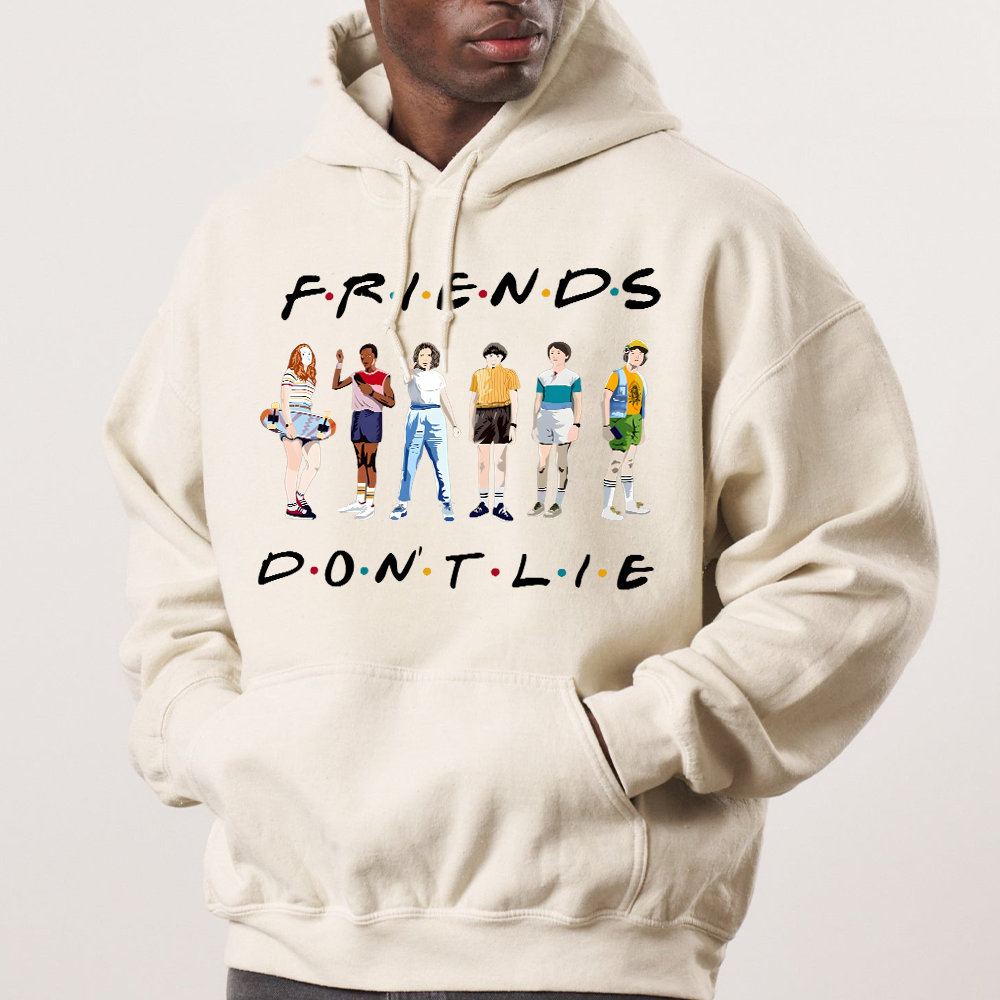 Men's Movies Poster Hoodie Sweatshirt Friends Don't Lie Graphic Printed Hoodie Coat - Image 10