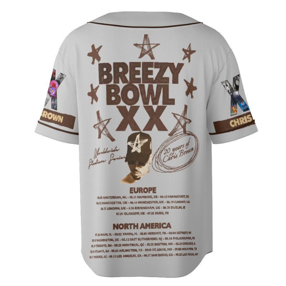 Chris Brown Breezy Bowl XX 2025 Baseball Jersey, Breezy Bowl Tour XX Shirt, Breezy Bowl XX Shirt - Image 4
