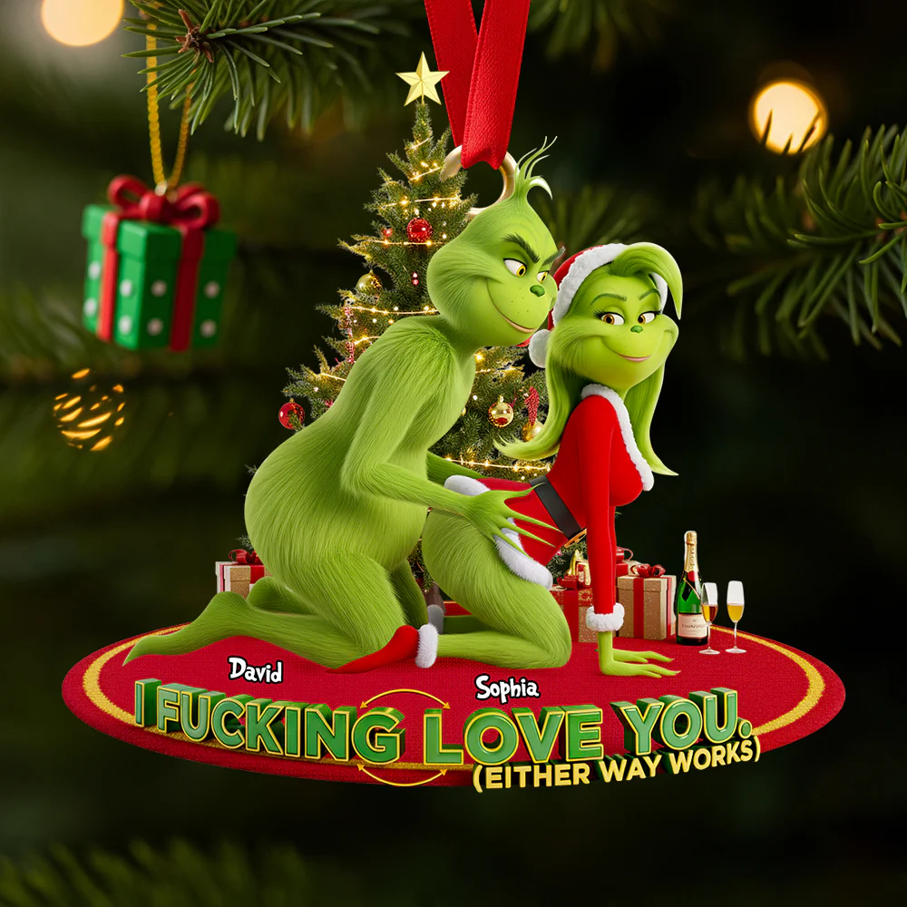 Personalized Grinch Monster Couple Christmas, The Grinch Ornament, Merry Grinchmas Ornament - Image 5