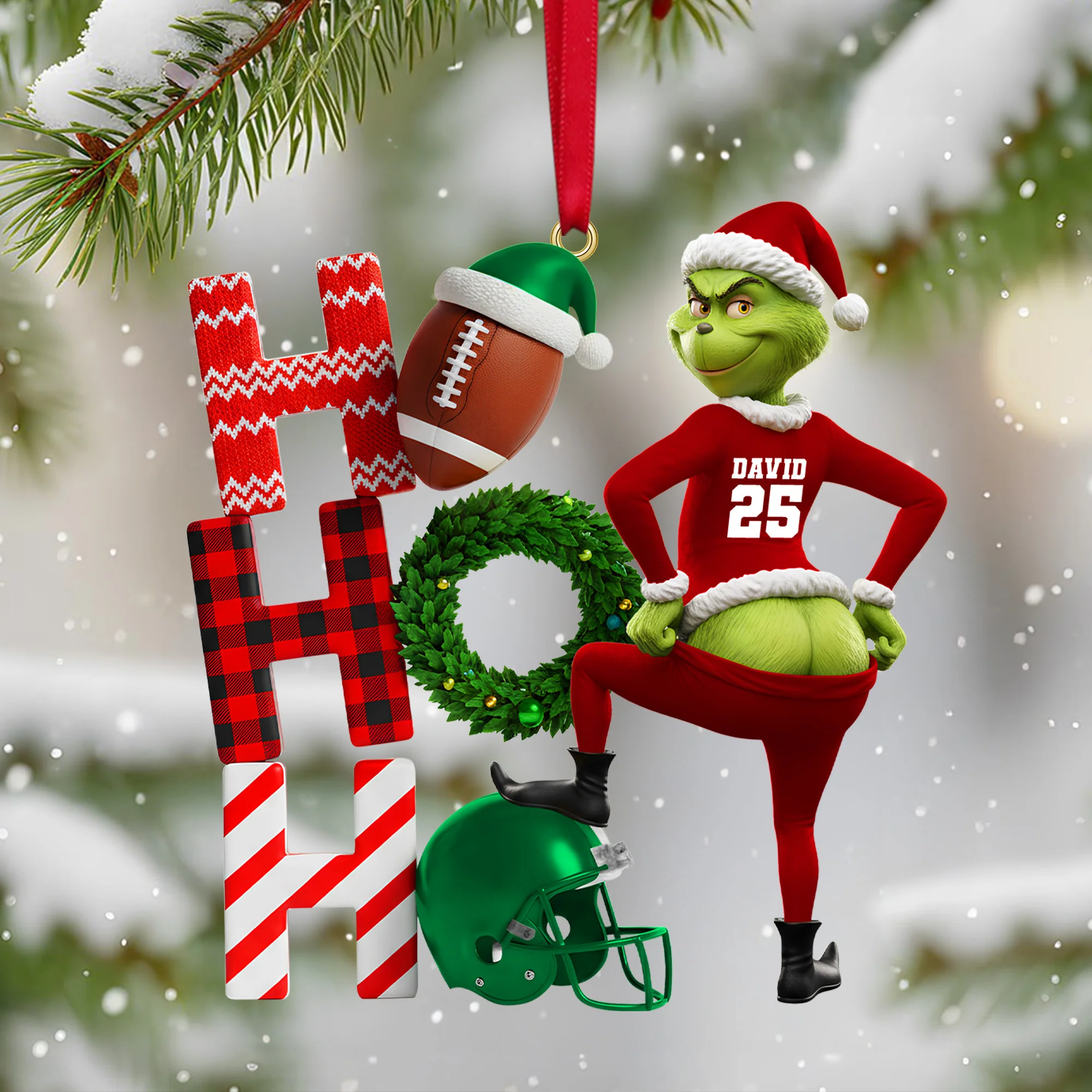The Grinch Ornament, Merry Grinchmas Ornament, Funny Grinch Monster Ornament - Image 2