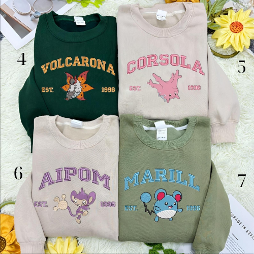 Anime Embroidered Sweatshirt, Custom Poke Embroidered Sweatshirt, Anime Poke Hoodie - Image 3