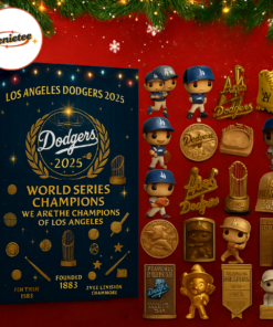 LA Dodgers World Series Champions 2025 Advent Calendar, Christmas Countdown Advent Calendar Gift Box With 24 Acrylic Ornaments