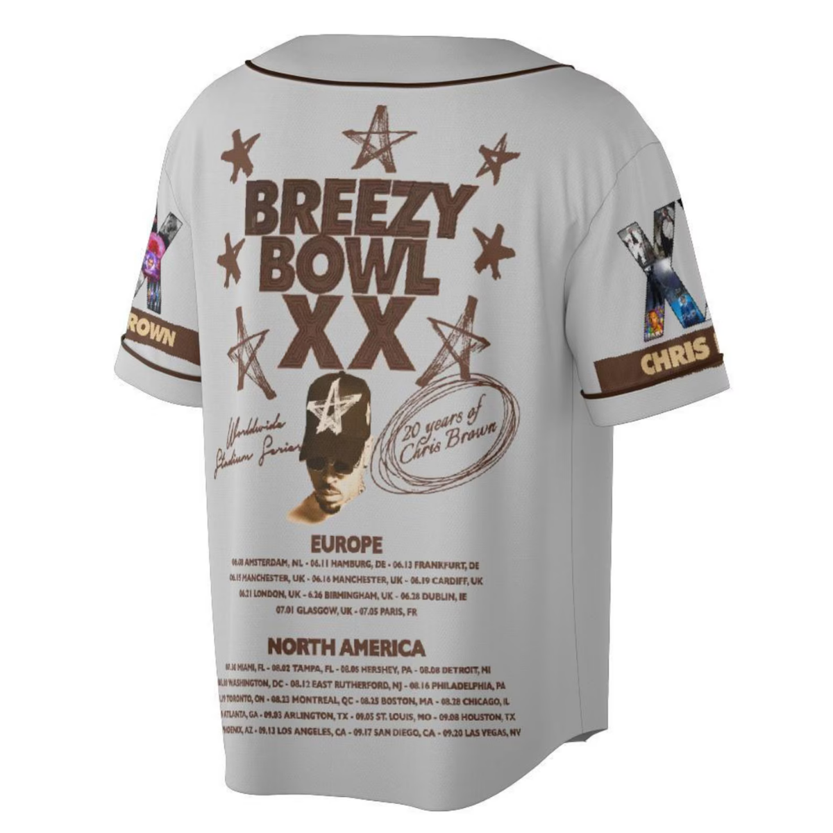 Chris Brown Breezy Bowl XX 2025 Baseball Jersey, Breezy Bowl Tour XX Shirt, Breezy Bowl XX Shirt - Image 5