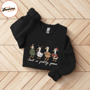 Just A Jolly Goose Embroidered Shirt, Christmas Goose Shirt, Duck Christmas Shirt, Funny Xmas Sweatshirt