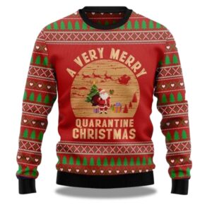 2025 A Very Merry Quarantine Christmas Ugly Christmas Sweater