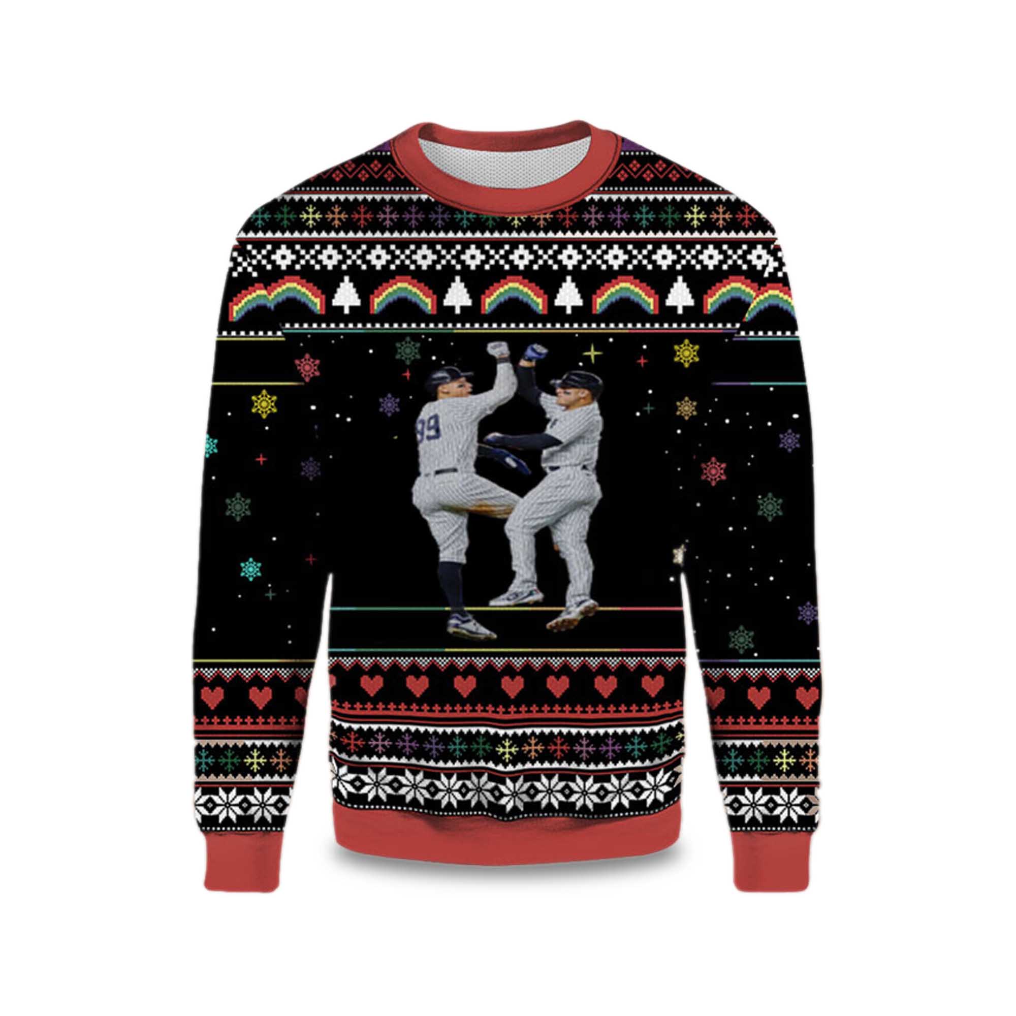 2025 Aaron Judge and Anthony Rizzo NY Yankees Ugly Christmas Sweater