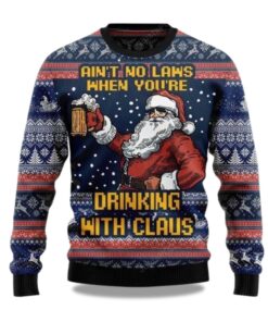 2025 Ainâ€™t No Law When Drinking Beer Christmas Ugly Sweater