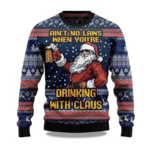 2025 Ainâ€™t No Law When Drinking Beer Christmas Ugly Sweater
