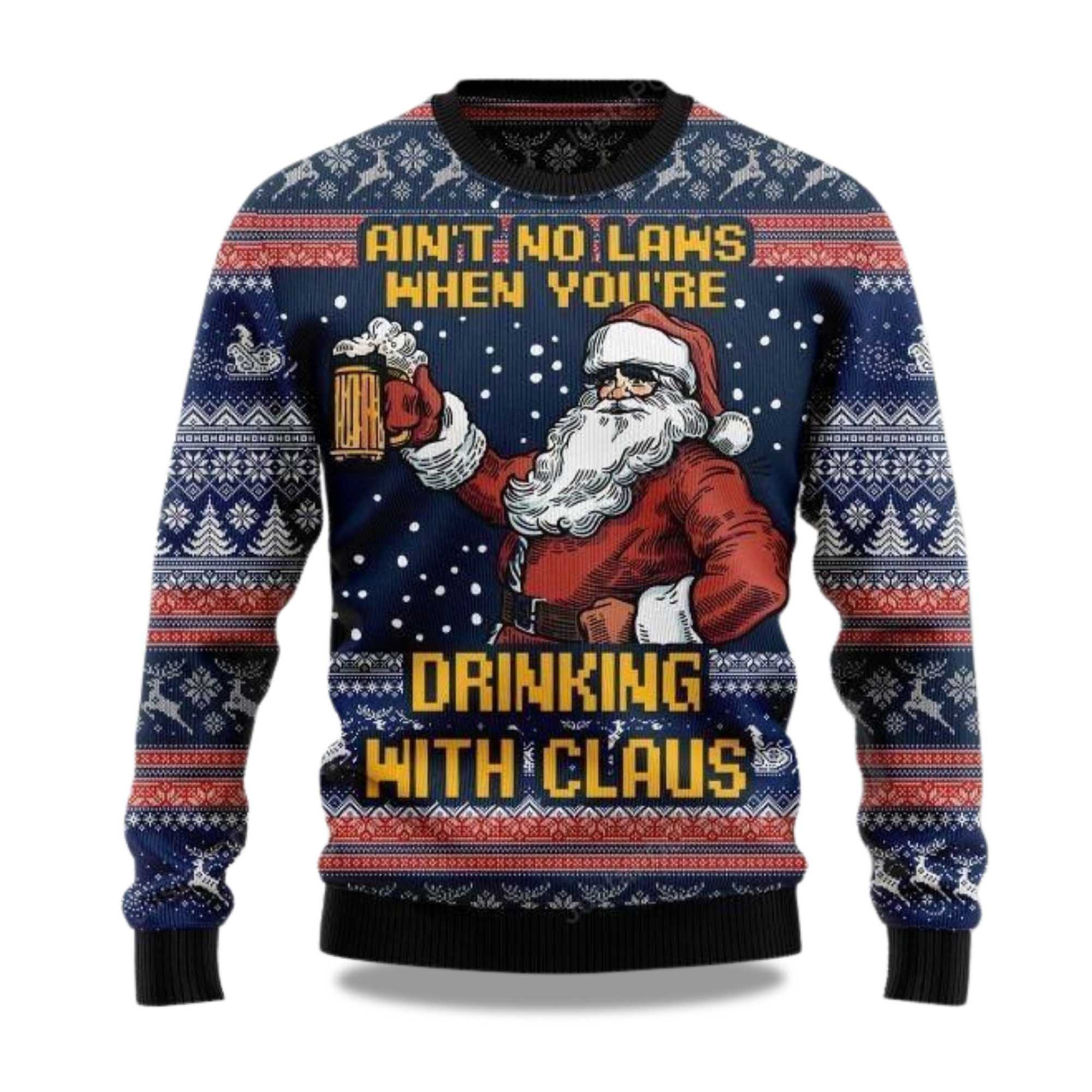 2025 Ainâ€™t No Law When Drinking Beer Christmas Ugly Sweater