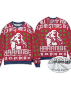 Alternative view of 2025 All I Want For Christmas Is Harambe Ugly Christmas Sweater