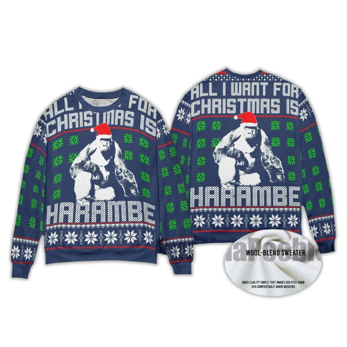 2025 All I Want For Christmas Is Harambe Ugly Christmas Sweater - Image 3