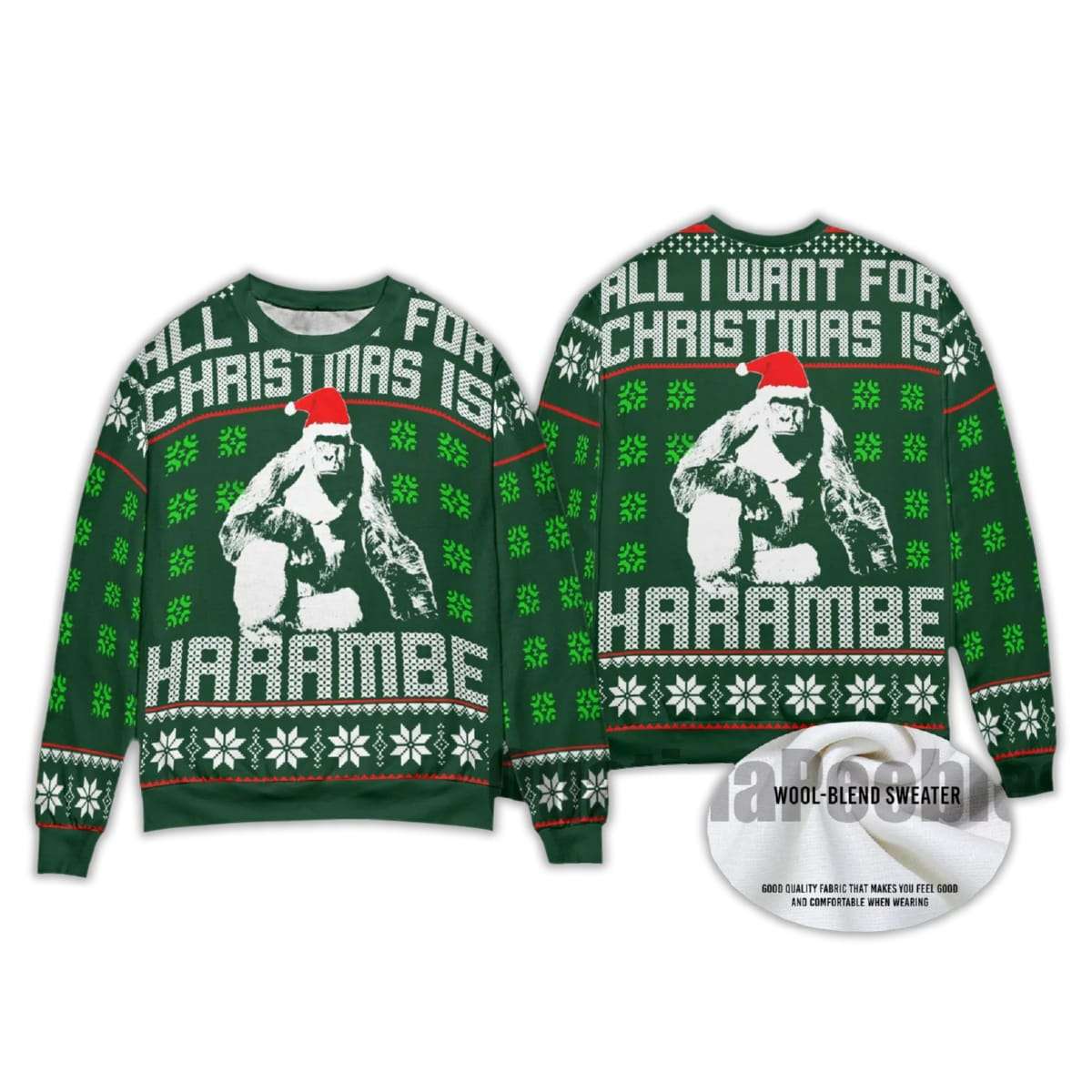 2025 All I Want For Christmas Is Harambe Ugly Christmas Sweater - Image 4