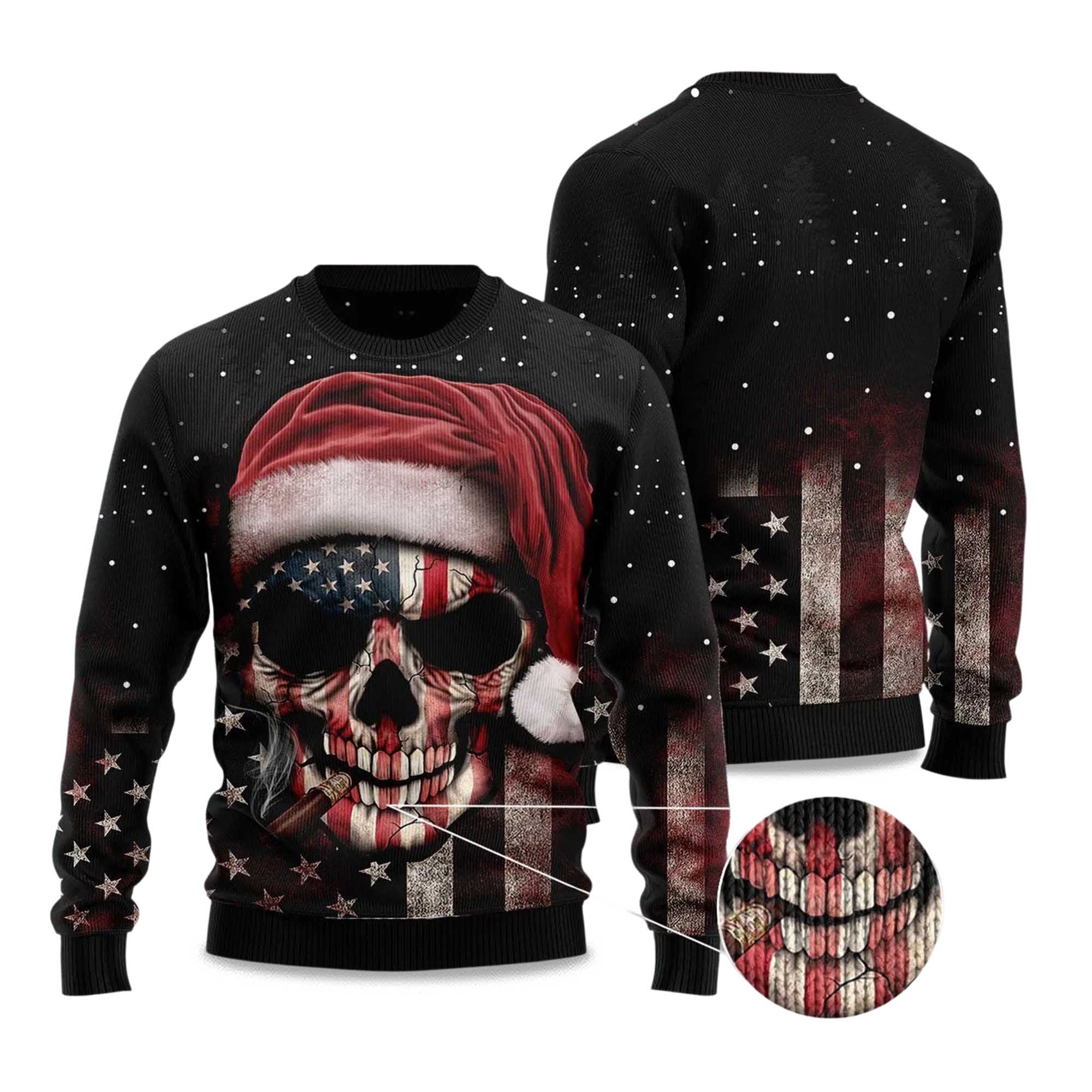 2025 Amazing Skull Christmas Ugly Christmas Sweater