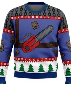 2025 Ash J Williams Chainsaw Weave Dead by Daylight Ugly Christmas Sweater