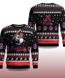 Alternative view of 2025 Atlanta Cartoon Braves Christmas Ugly Sweater