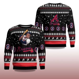 Alternative view of 2025 Atlanta Cartoon Braves Christmas Ugly Sweater