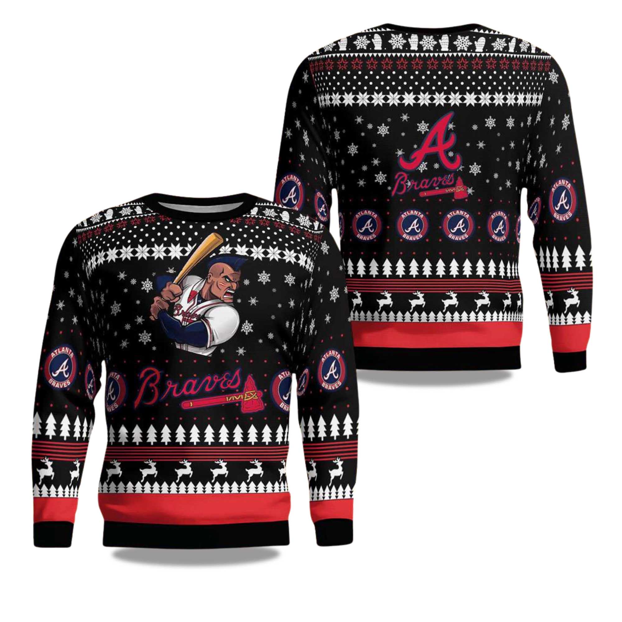 2025 Atlanta Cartoon Braves Christmas Ugly Sweater