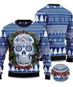 2025 Awesome Sugar Skull Ugly Christmas Sweater