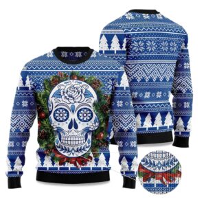 2025 Awesome Sugar Skull Ugly Christmas Sweater