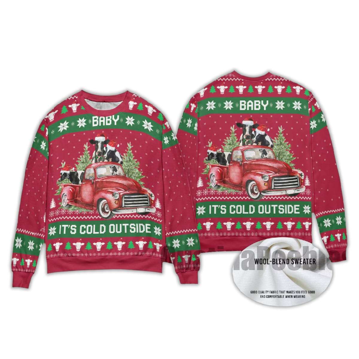 2025 Baby It's Cold Outside Funny Cow Ugly Christmas Sweater - Image 3
