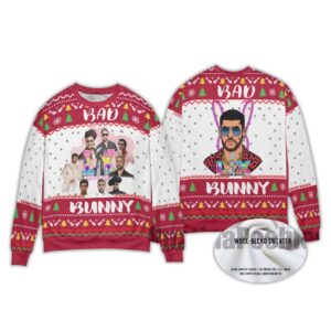 Alternative view of 2025 Bad Bunny Bowl 2026 Halftime Show Christmas Sweater