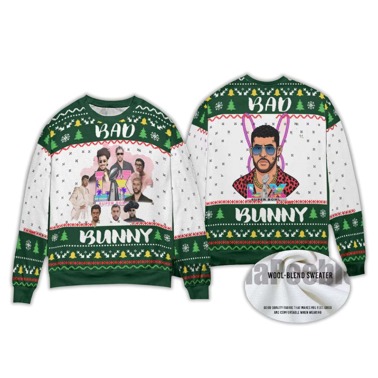 2025 Bad Bunny Bowl 2026 Halftime Show Christmas Sweater