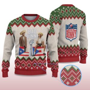 Alternative view of 2025 Bad Bunny Holiday Trophy Ugly Christmas Sweater