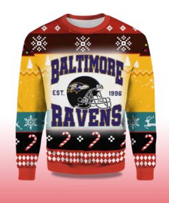 Alternative view of 2025 Baltimore Ravens EST 1996 Ugly Christmas Sweater
