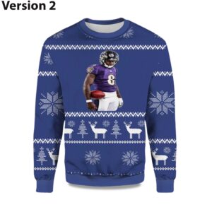 Alternative view of 2025 Baltimore Ravens Lamar Jackson Ugly Sweater