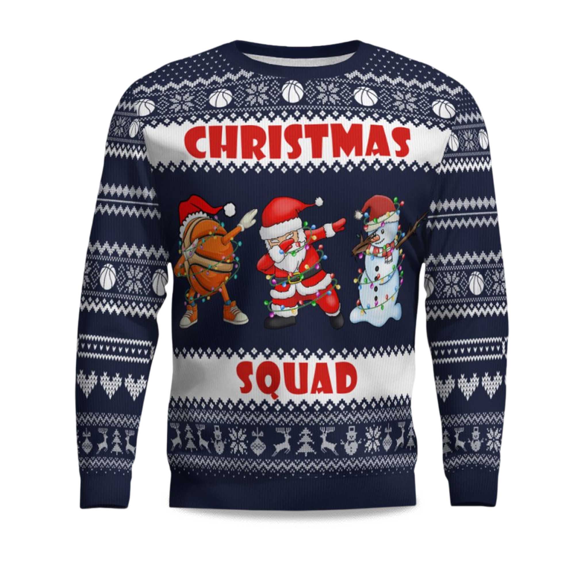 2025 Basketball Christmas Squad Ugly Christmas Sweater