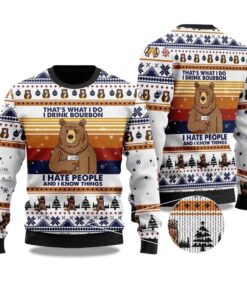 2025 Bear Drink Bourbon Whiskey Christmas Ugly Sweater
