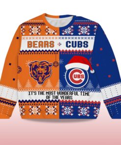 Alternative view of 2025 Bears x Cubs It's The Most Wonderful Time Of The Year Ugly Christmas Sweater