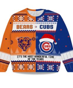 2025 Bears x Cubs It's The Most Wonderful Time Of The Year Ugly Christmas Sweater