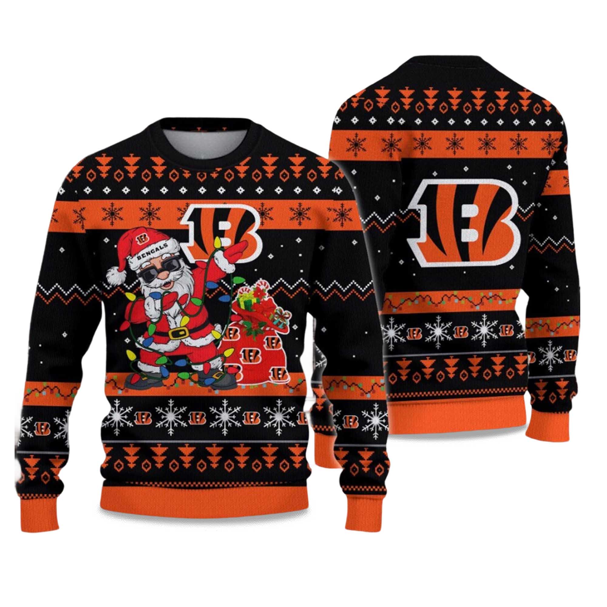 2025 Bengals Santa Claus Ugly Christmas Sweater