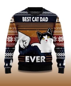 Alternative view of 2025 Best Cat Dad Ever Funny Ugly Christmas Sweater