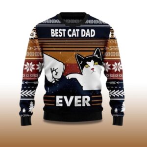 Alternative view of 2025 Best Cat Dad Ever Funny Ugly Christmas Sweater