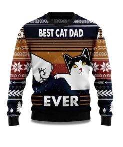 2025 Best Cat Dad Ever Funny Ugly Christmas Sweater