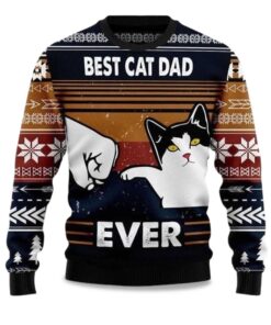 2025 Best Cat Dad Ever Ugly Christmas Sweater