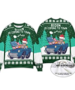 2025 Biden Is Coming To Town Ugly Christmas Sweater