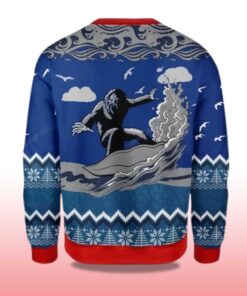 Alternative view of 2025 Bigfoot Surfing Christmas Ugly Sweater