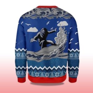Alternative view of 2025 Bigfoot Surfing Christmas Ugly Sweater