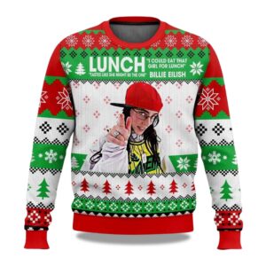 2025 Billie Eilish I Could Eat That Girl For Lunch Christmas Ugly Sweater