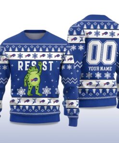 Alternative view of 2025 Bills Portland Frog Resist Ugly Christmas Sweater