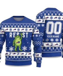 2025 Bills Portland Frog Resist Ugly Christmas Sweater