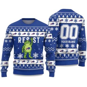 2025 Bills Portland Frog Resist Ugly Christmas Sweater