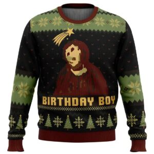 2025 Birthday Boy The Ruined Fresco Of Jesus Ugly Christmas Sweater