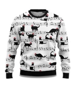 2025 Black Cat Christmas Music Ugly Christmas Sweater