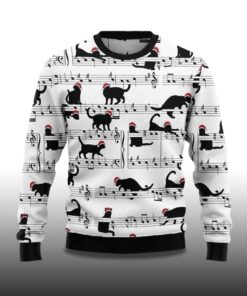 Alternative view of 2025 Black Cat Christmas Music Ugly Christmas Sweater