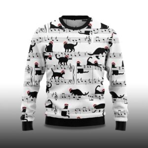 Alternative view of 2025 Black Cat Christmas Music Ugly Christmas Sweater
